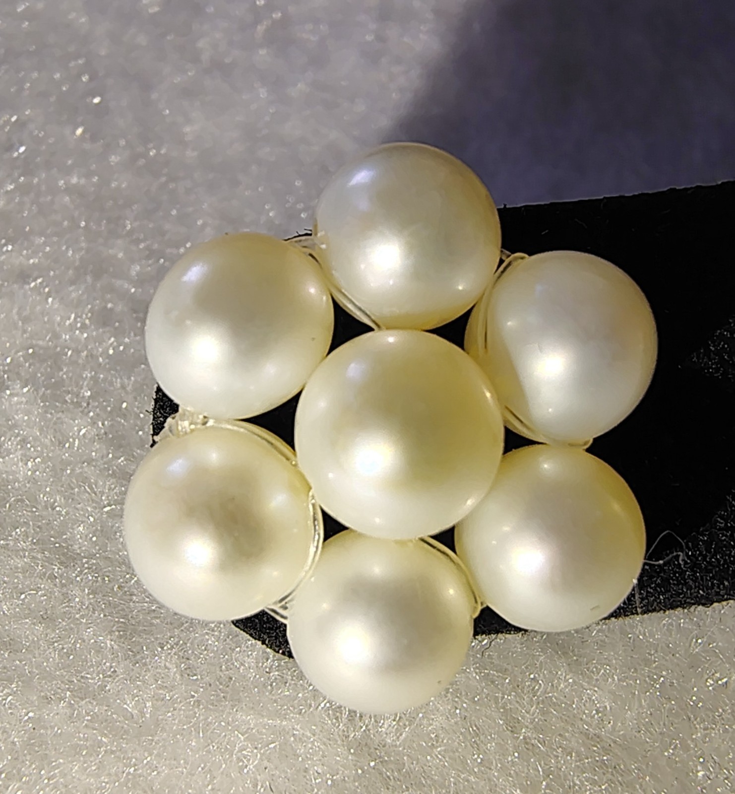 Ladies Freshwater Pearl Cluster Stud Earrings 14k Yellow Gold Post 5.5mm 5/8″