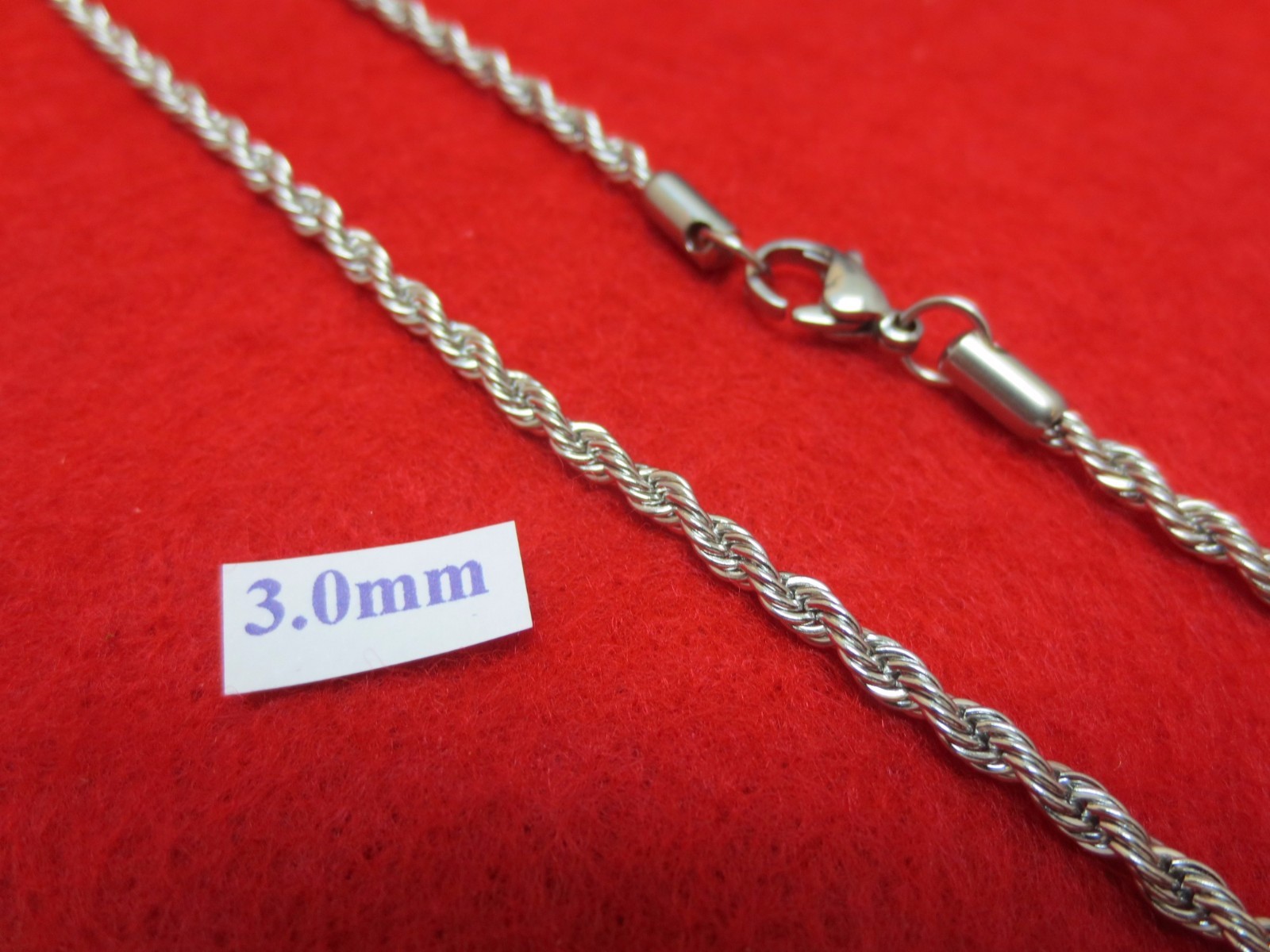 16″-30″ 3 MM STAINLESS STEEL SILVER ROPE CHAIN SILVER NECKLACE- USA SELLER