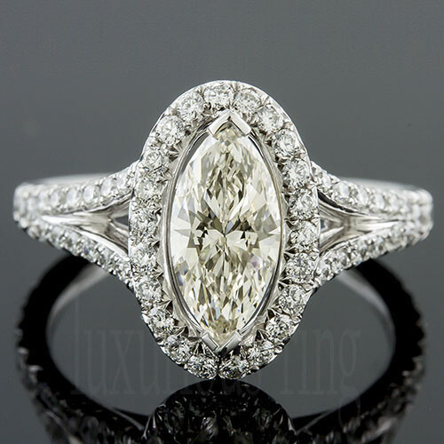 Marquise 1.50 Ct Near White Moissanite 925 Sterling Silver Halo Engagement Ring