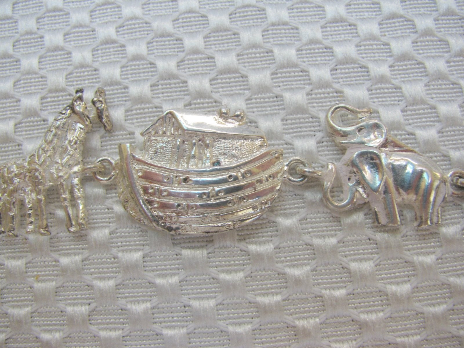 Sterling Silver Noah’s Ark Bracelet Lobster Clasp 7 ¼”