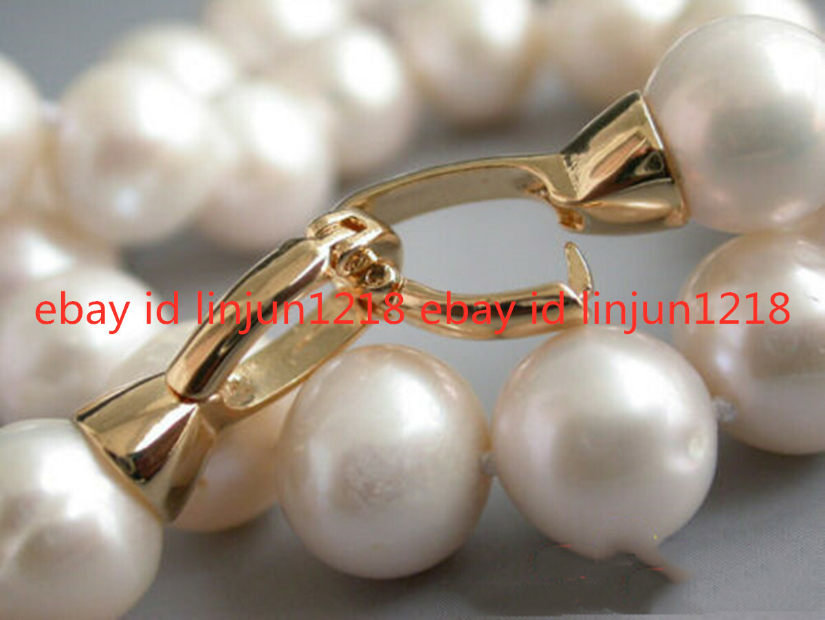 9-10mm ROUND WHITE FRESHWATER PEARL NECKLACE 18INCHES