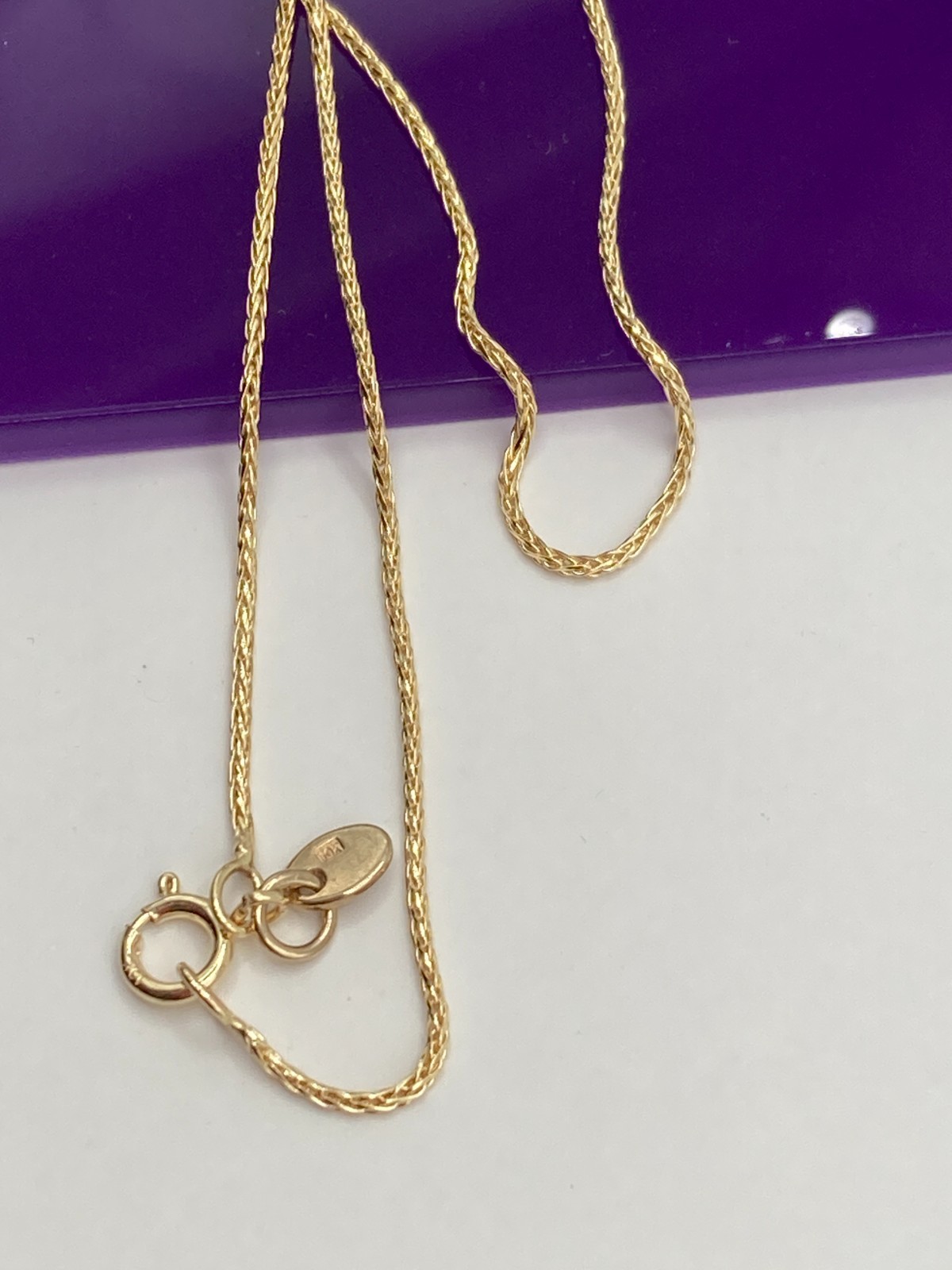 solid 10k gold wheat chain 1.25mm necklace