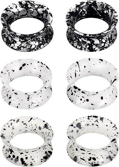 6PCS Silicone Ear Gauges Tunnels Plugs Expander Stretcher Double Flared 2G-3/4″