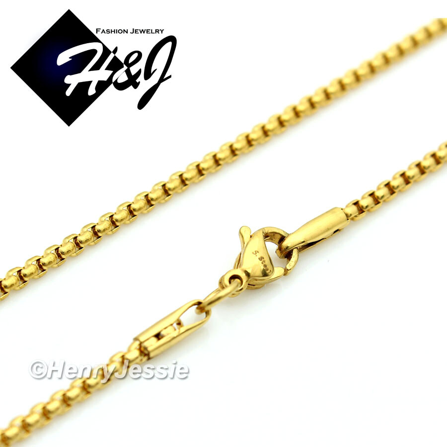 16″18″20″24″30″MEN WOMEN Stainless Steel 1.5mm Gold Plated Box Chain Necklace