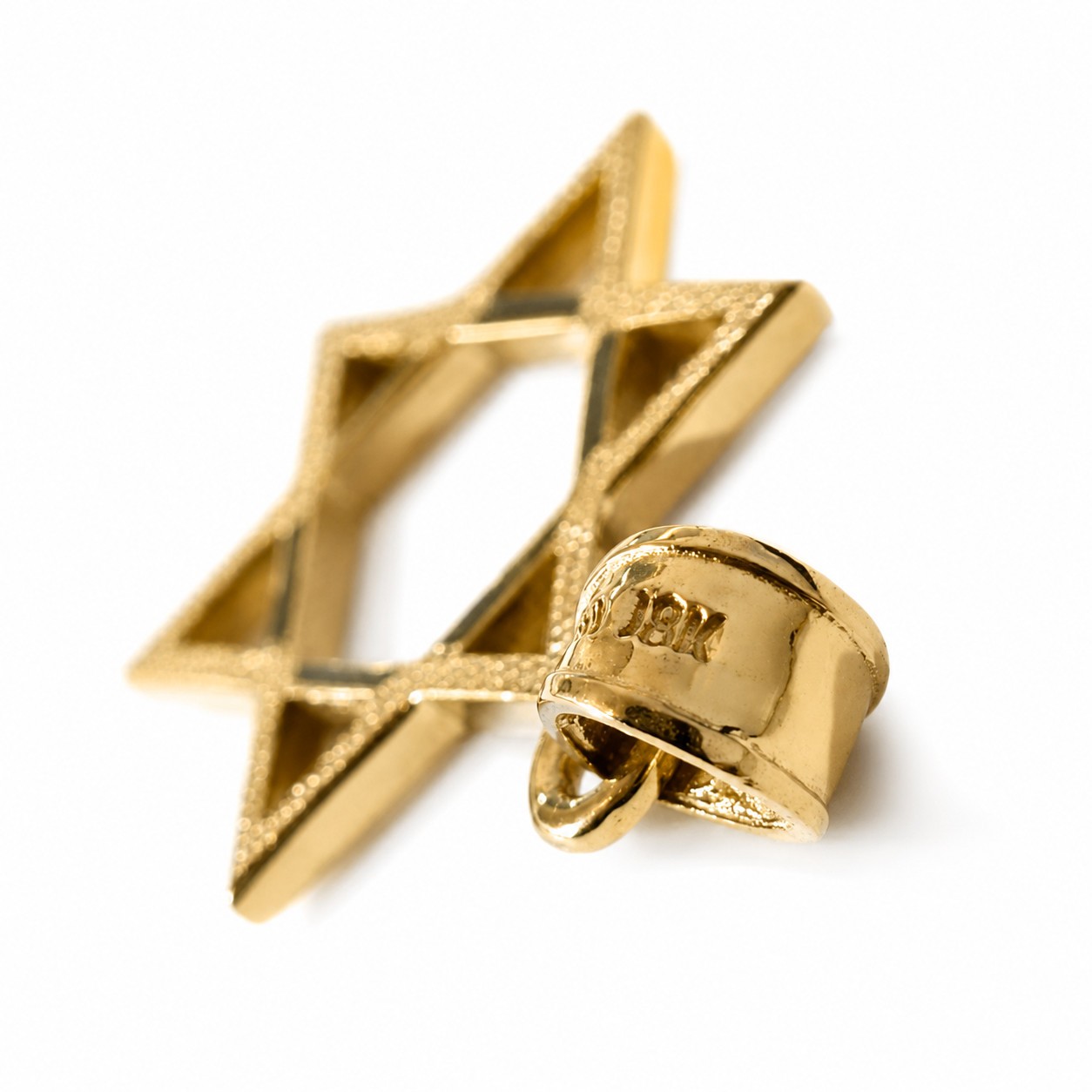 Solid 18K Yellow Gold Star of David Pendant Gold Magen David Pendant, 3 Sizes