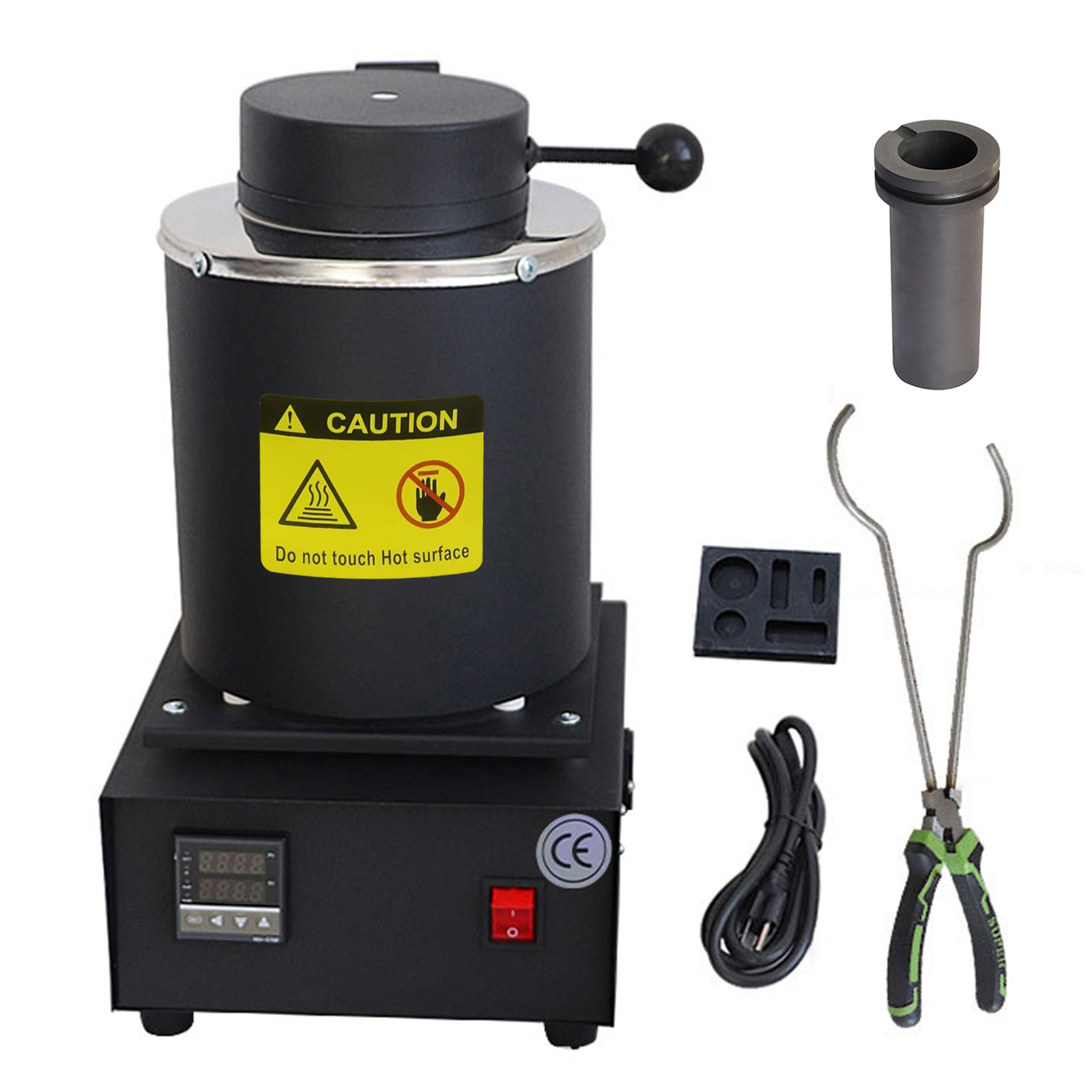 3KG Gold Melting Furnace — 1400W 2102℉ Digital Electric Melting Furnace Black