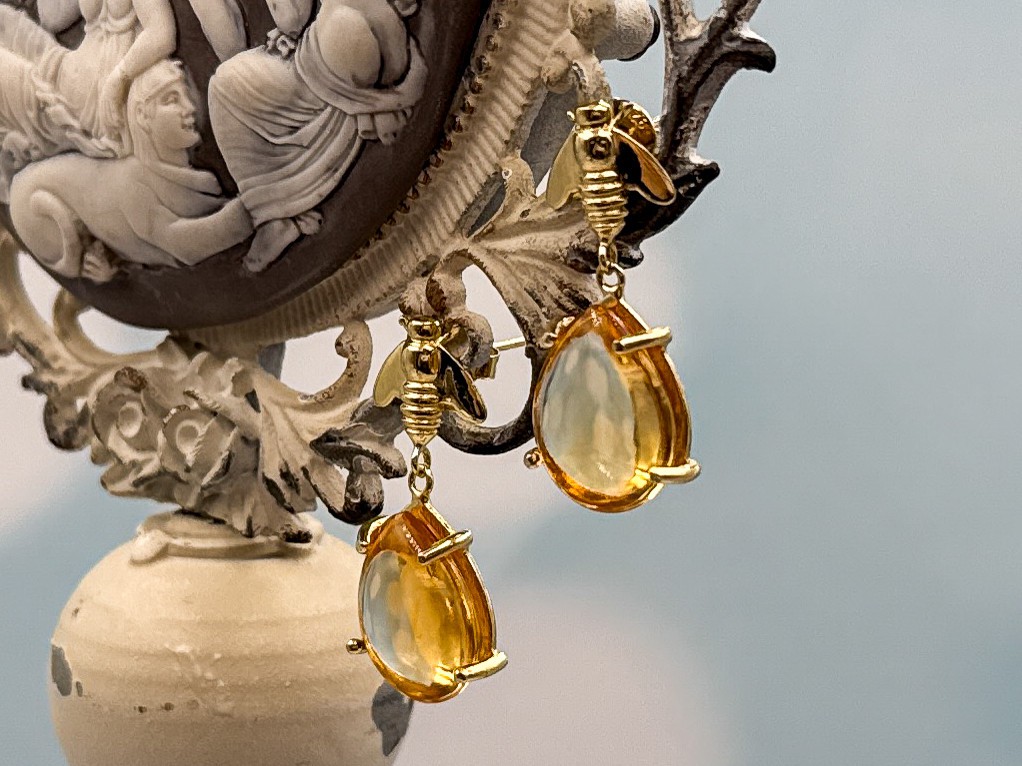 TAGLIAMONTE Designs (2342E) 925SS/YGP Citrine Earrings *Busy Bee*Reg.$280