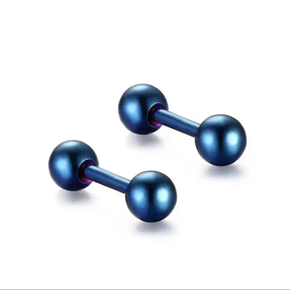 2Pcs Stainless Steel Ball Stud Barbell Earrings Screw Back Piercing Women Men