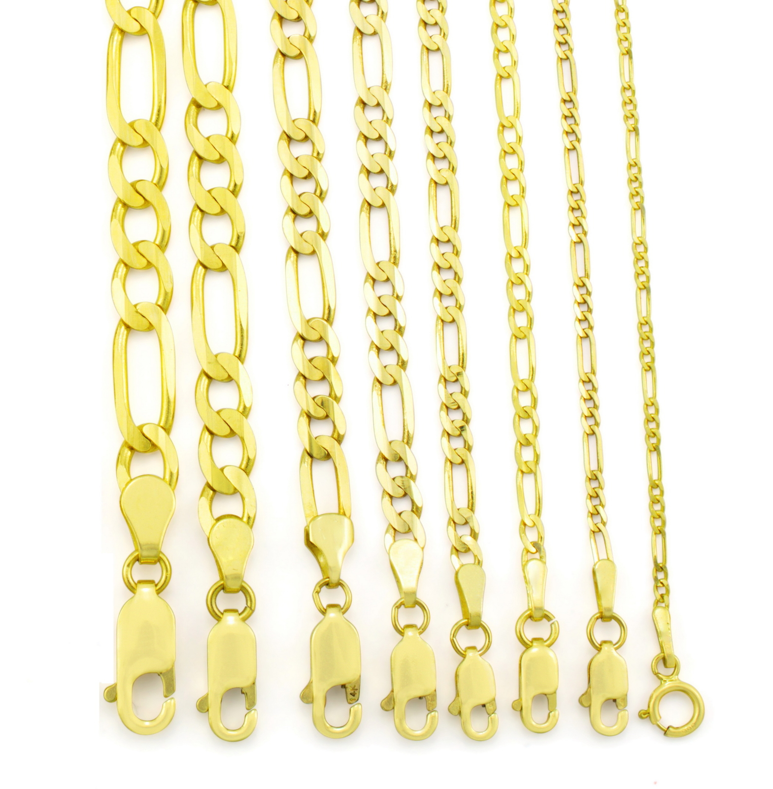 10K Real Yellow Gold 2mm-9mm Figaro Chain Link Pendant Necklace Bracelet 7″- 30″
