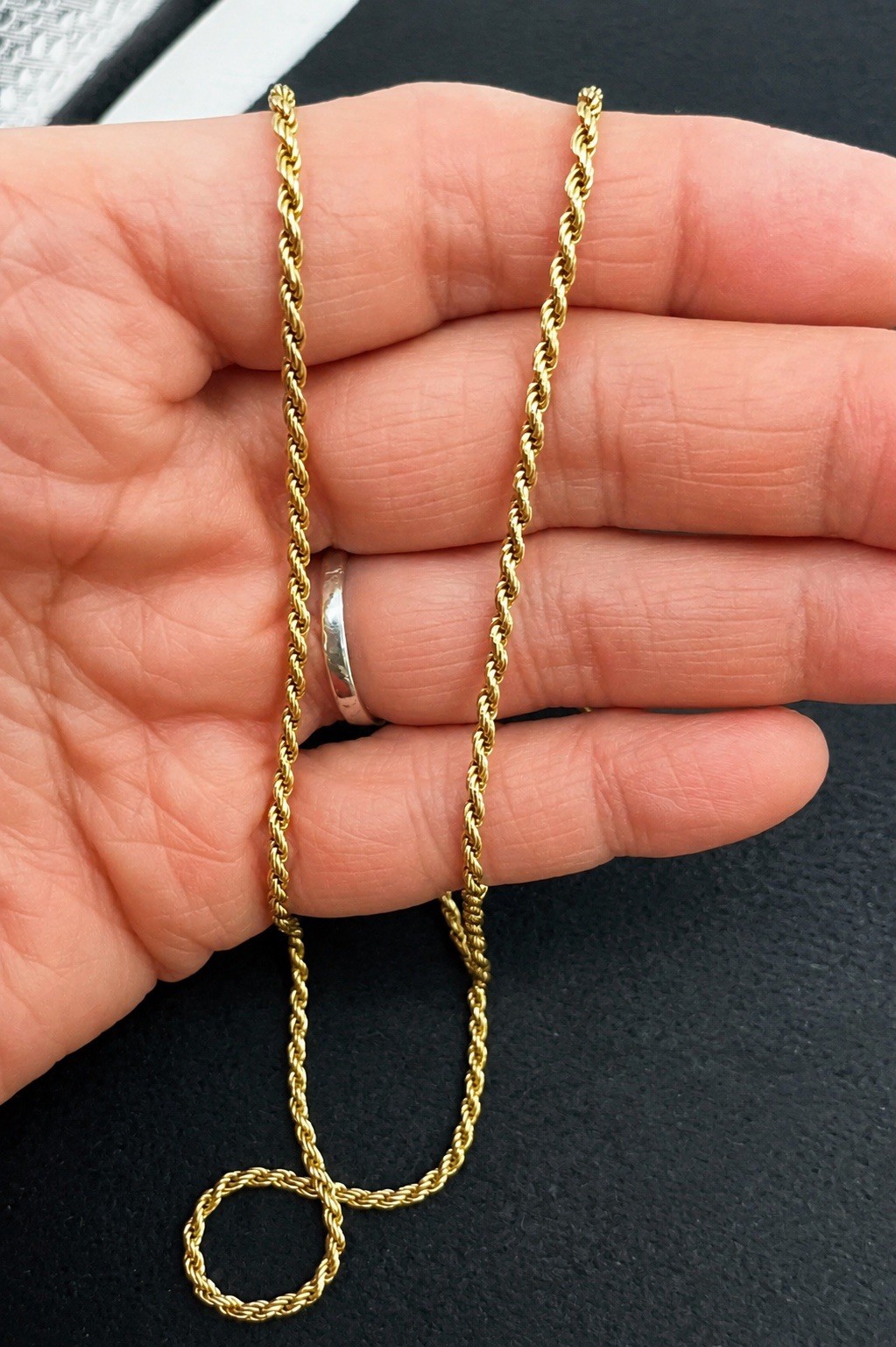 Italian 24” Rope Chain Necklace 2mm 7g 14k Gold Over 925 Sterling Made in Italy