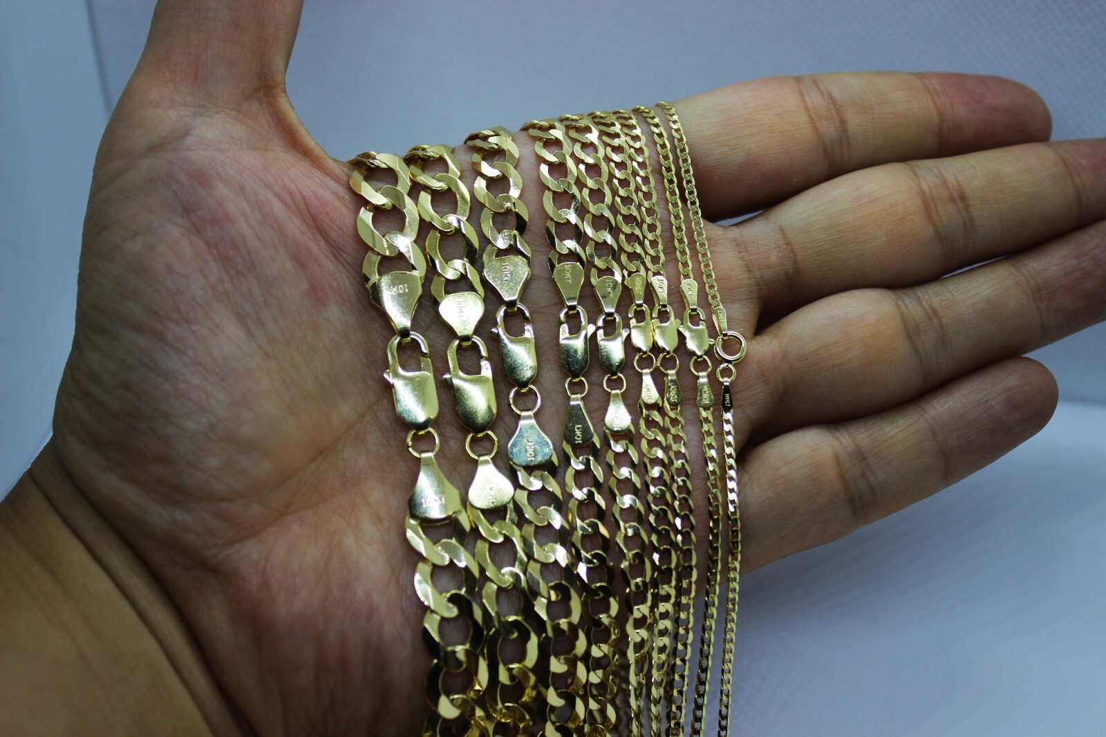 10K Solid Gold Yellow Cuban Link Chain Men Women 1.8mm – 8mm 16″ ~ 30″
