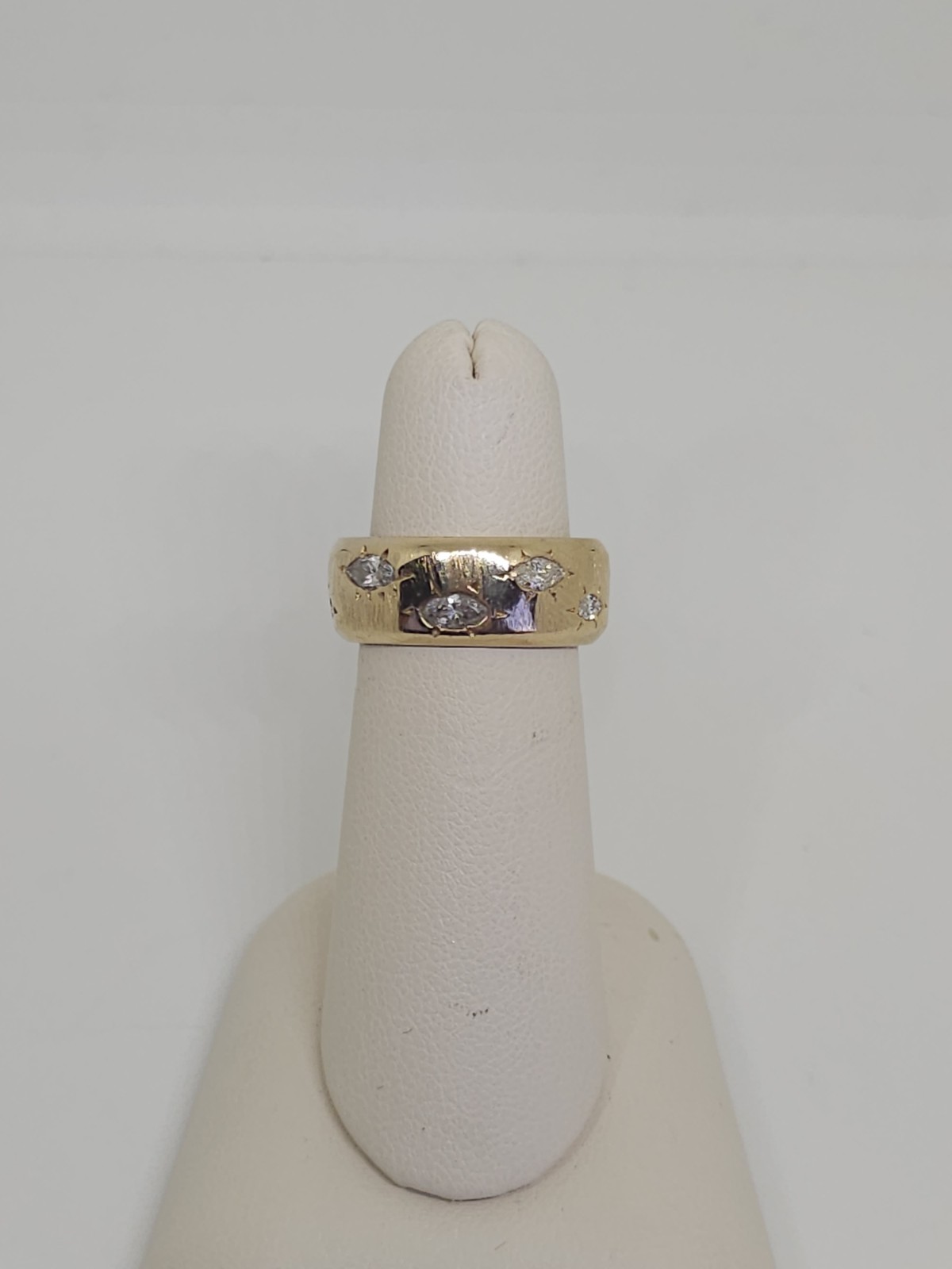 Custom Design 14k Yellow Gold 7.8 mm Wide Marquise Diamond Band 1ctw Size 5