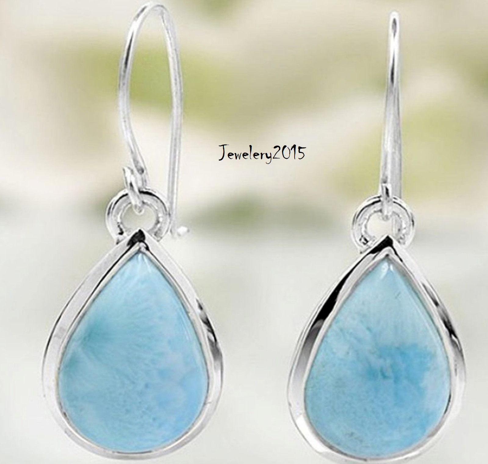 Wonderful Larimar Gemstone 925 Sterling Silver Handmade Earring Jewelry Sr264