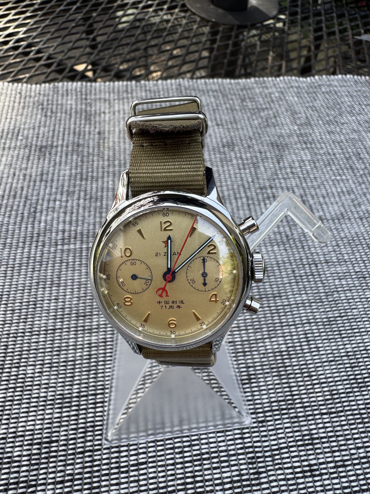 Red Star 1963 ST1901 38mm Manual Chronograph w/ Saphire Lume Gooseneck US Seller