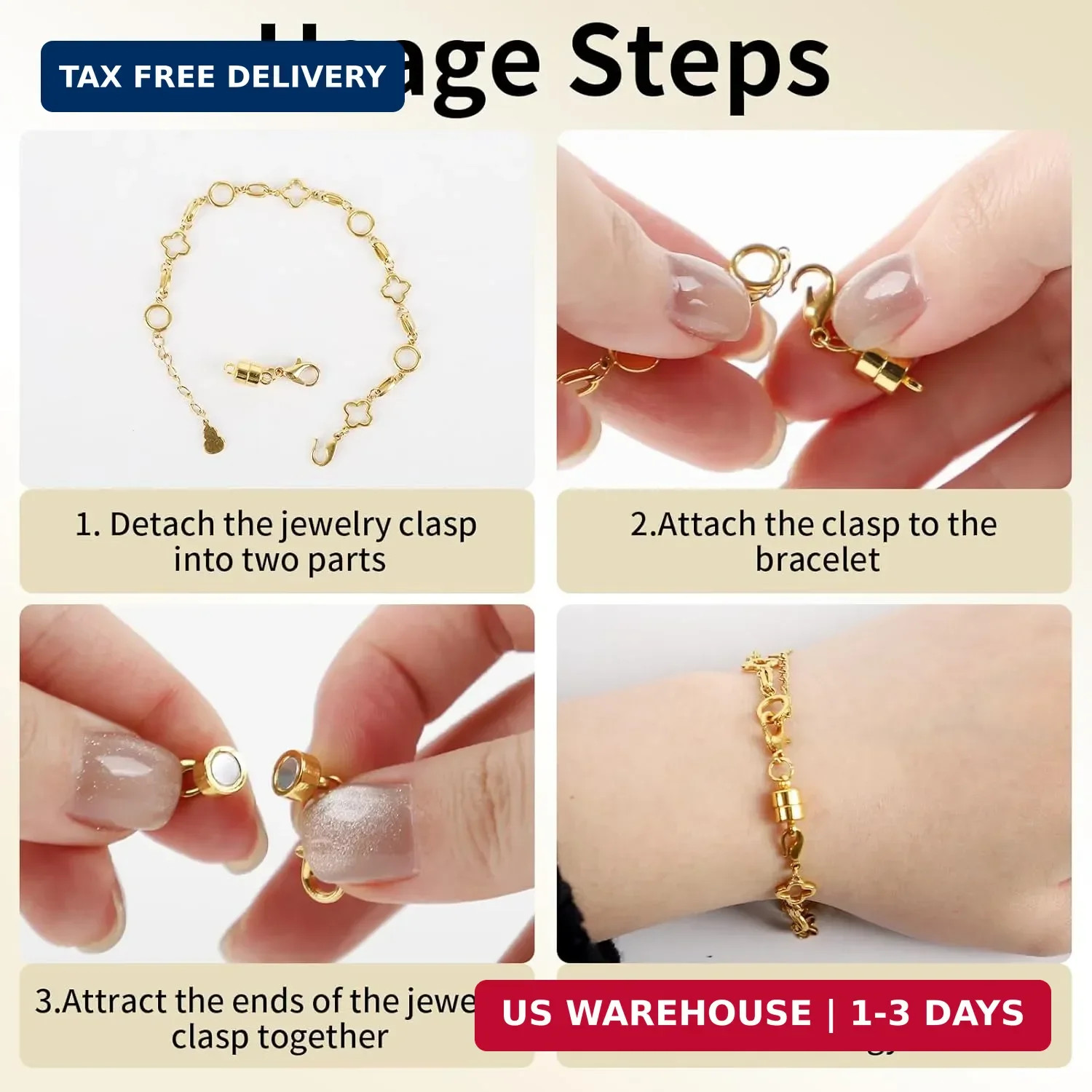 Layering Clasps, 3Pcs Layered 18k Gold Necklaces for Women, Necklace Separator f