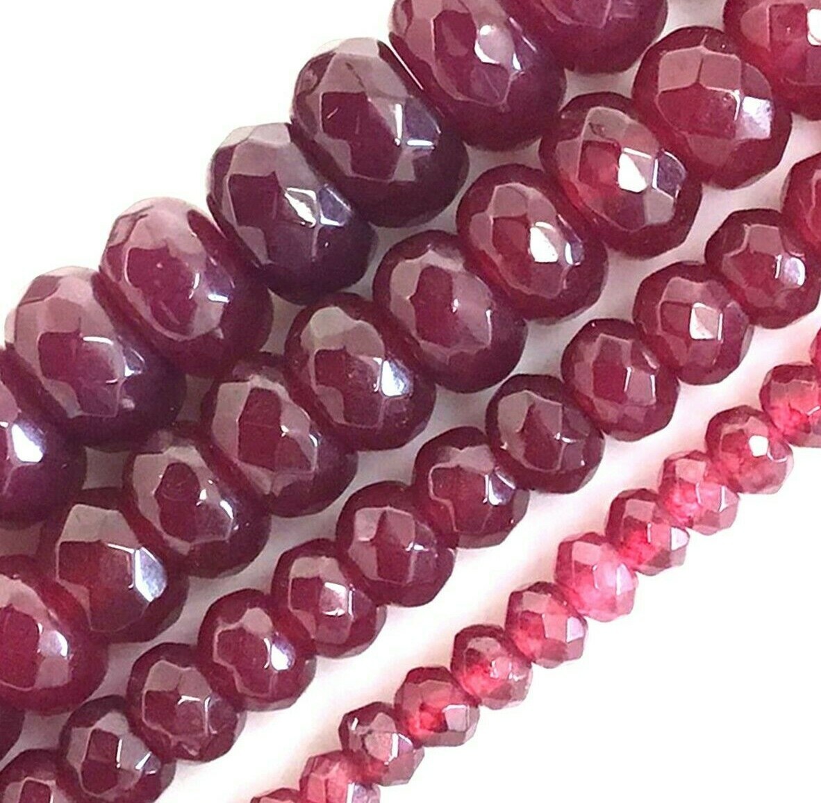 Red Ruby Jade Faceted Rondelle Loose Bead 15″ strand 4mm 6mm 8mm 10mm Jewelry