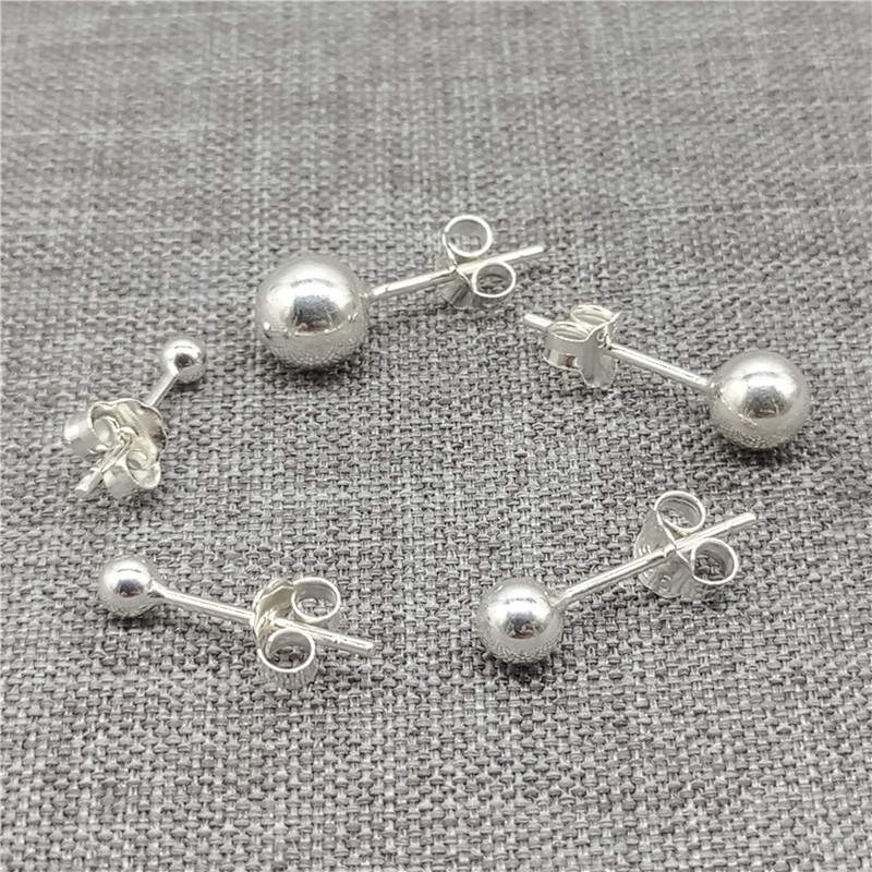 5 Sterling Silver Ball Earring Posts 1.5mm 2mm 2.5mm 3mm 4mm 5mm 6mm