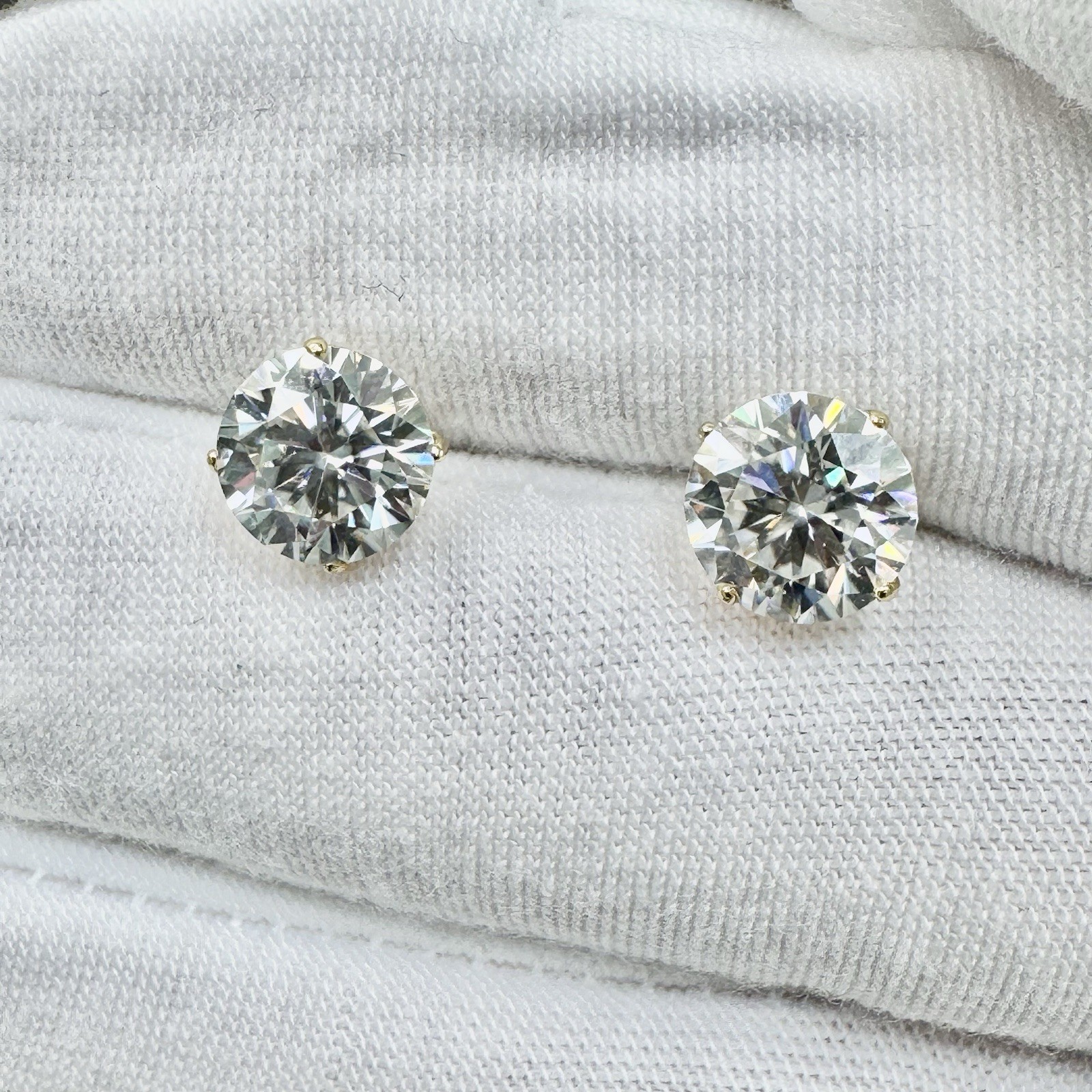 Sterling Silver 4 CTW Moissanite Princess Cut Stud Earrings