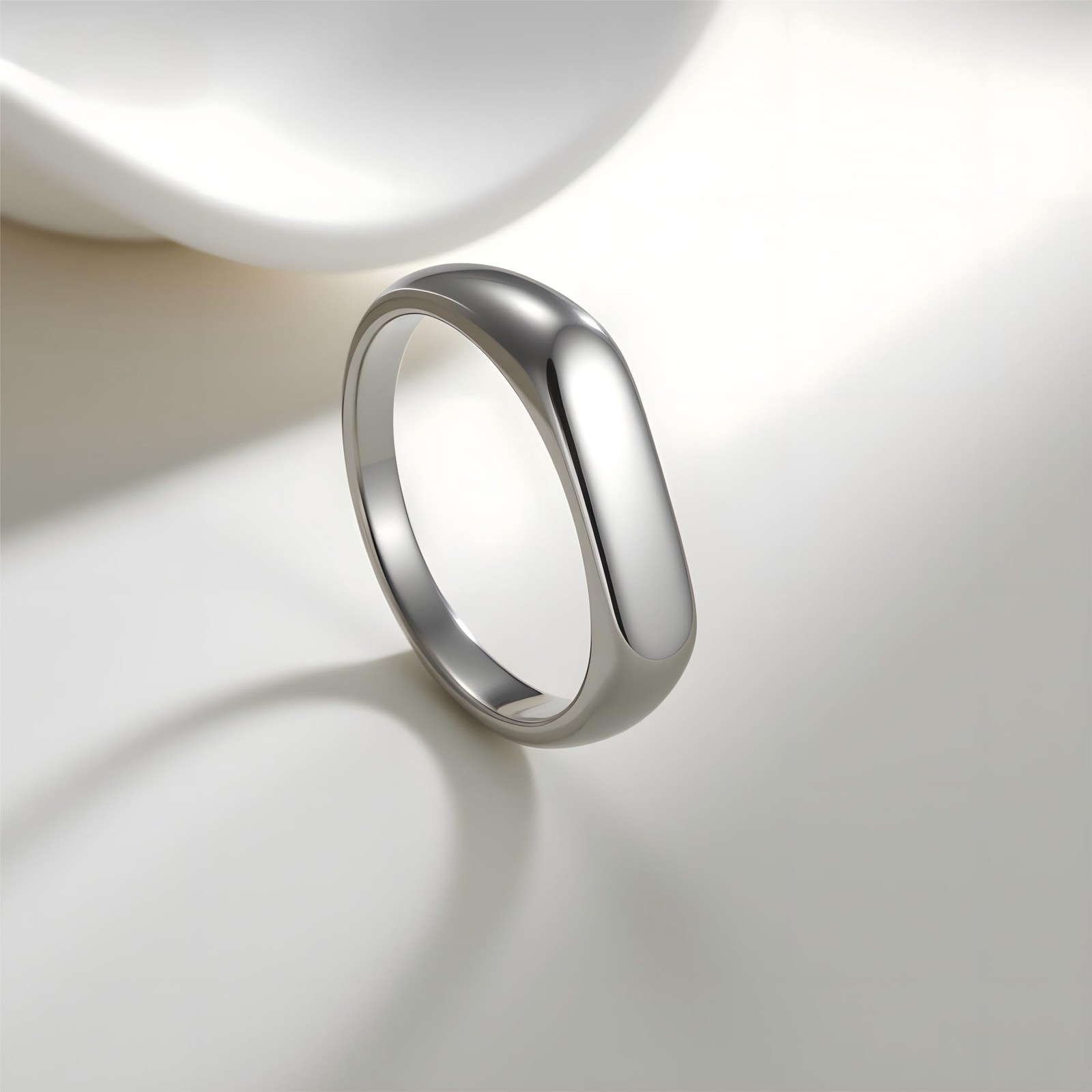 Mens Square Signet Rings Pinky Thumb Biker Ring for Men High Polished Plain W…