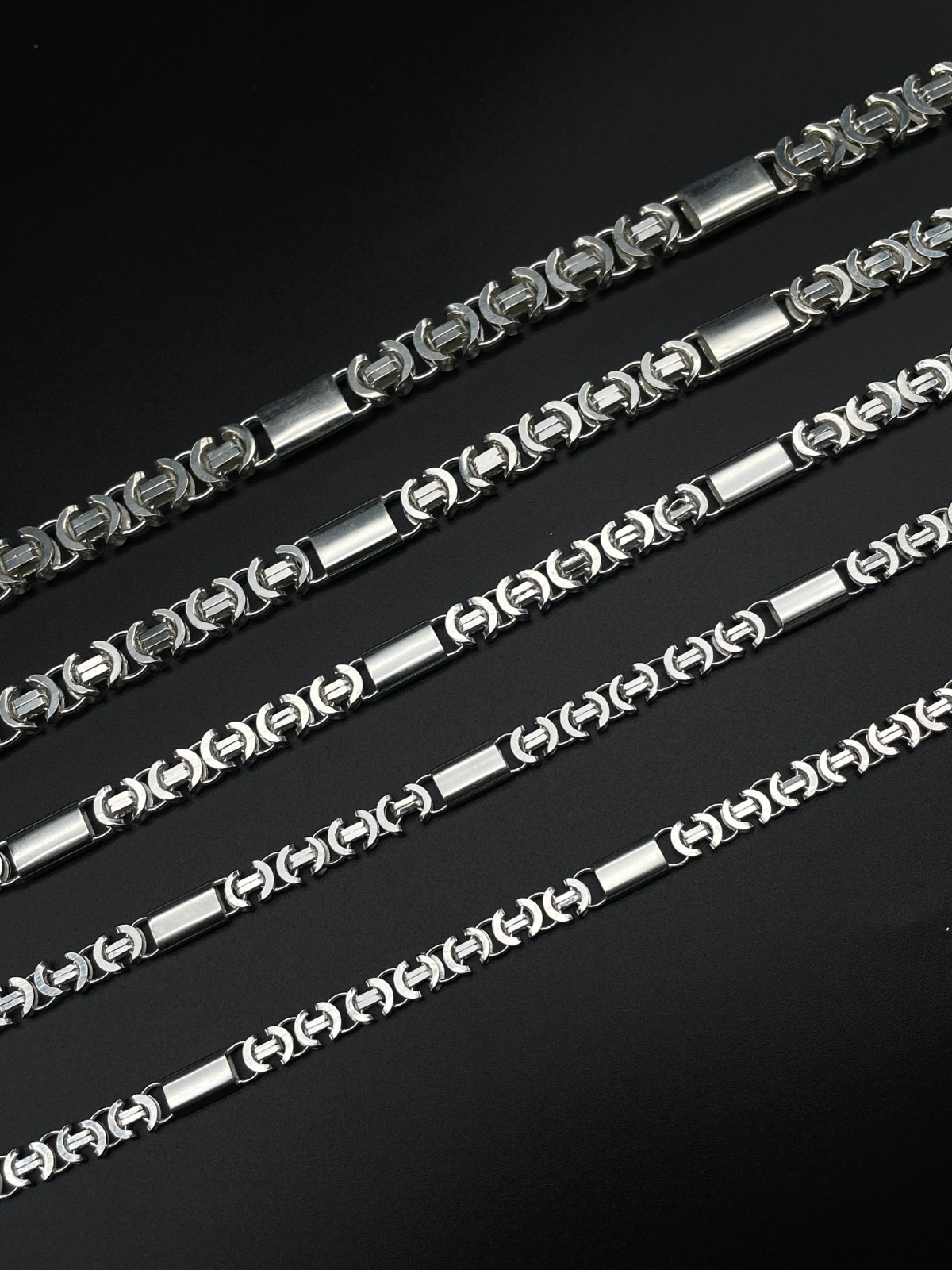 925 Sterling Silver Flat Euro Byzantine Chain Necklace&Bracelet Solid Bali King