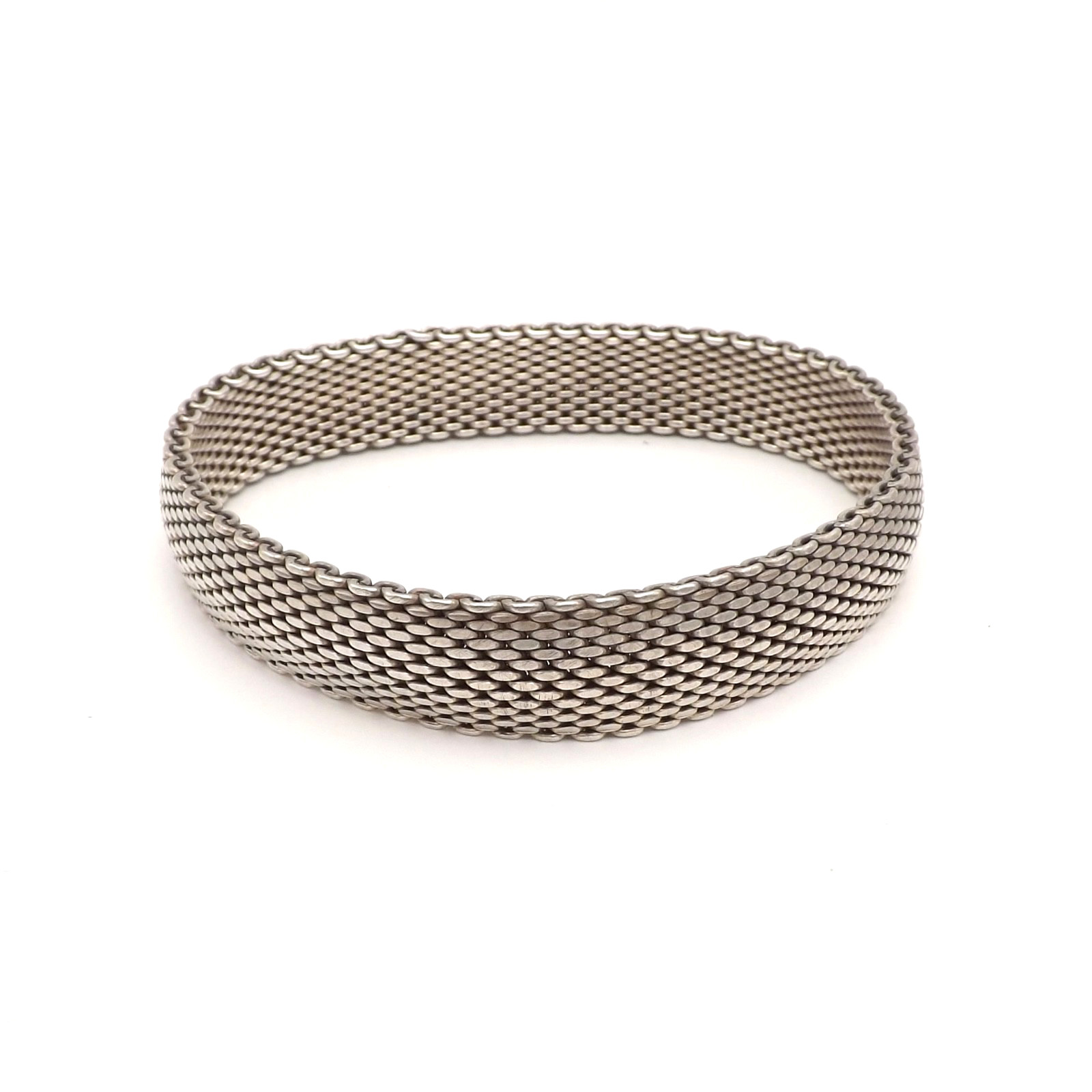 Sterling Silver Woven Mesh Somerset Bangle Bracelet Slip On 40gr Vintage 7.5in