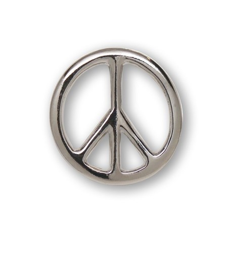 Peace Sign Hippie Jacket or Hat Pin Polished Silver Finish Pewter PIN-73