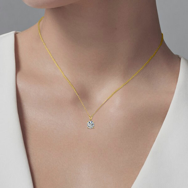 1.5 Ct Round Cut GRA Moissanite Pendant 16+2 Solid 14k Yellow Gold Necklace Gift