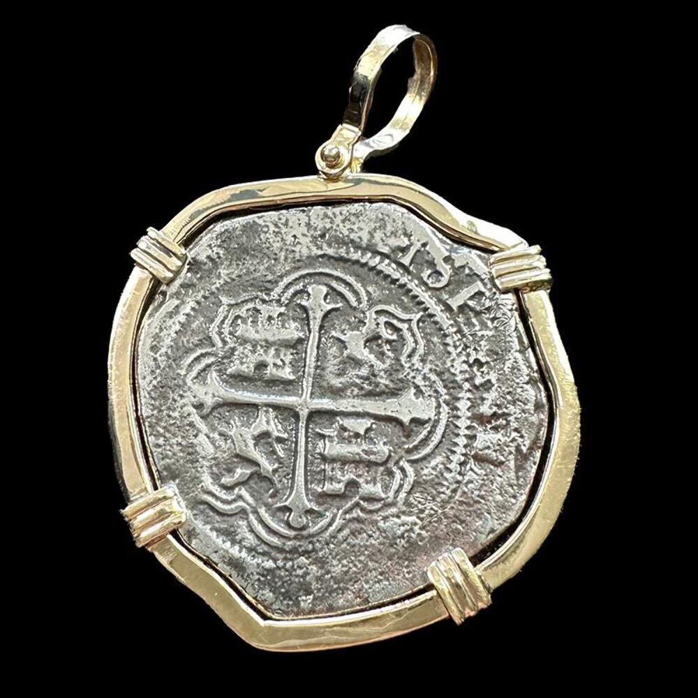 Atocha Jewelry – Large Pieces of 8 Silver Coin with Date Pendant with 14K Gold W