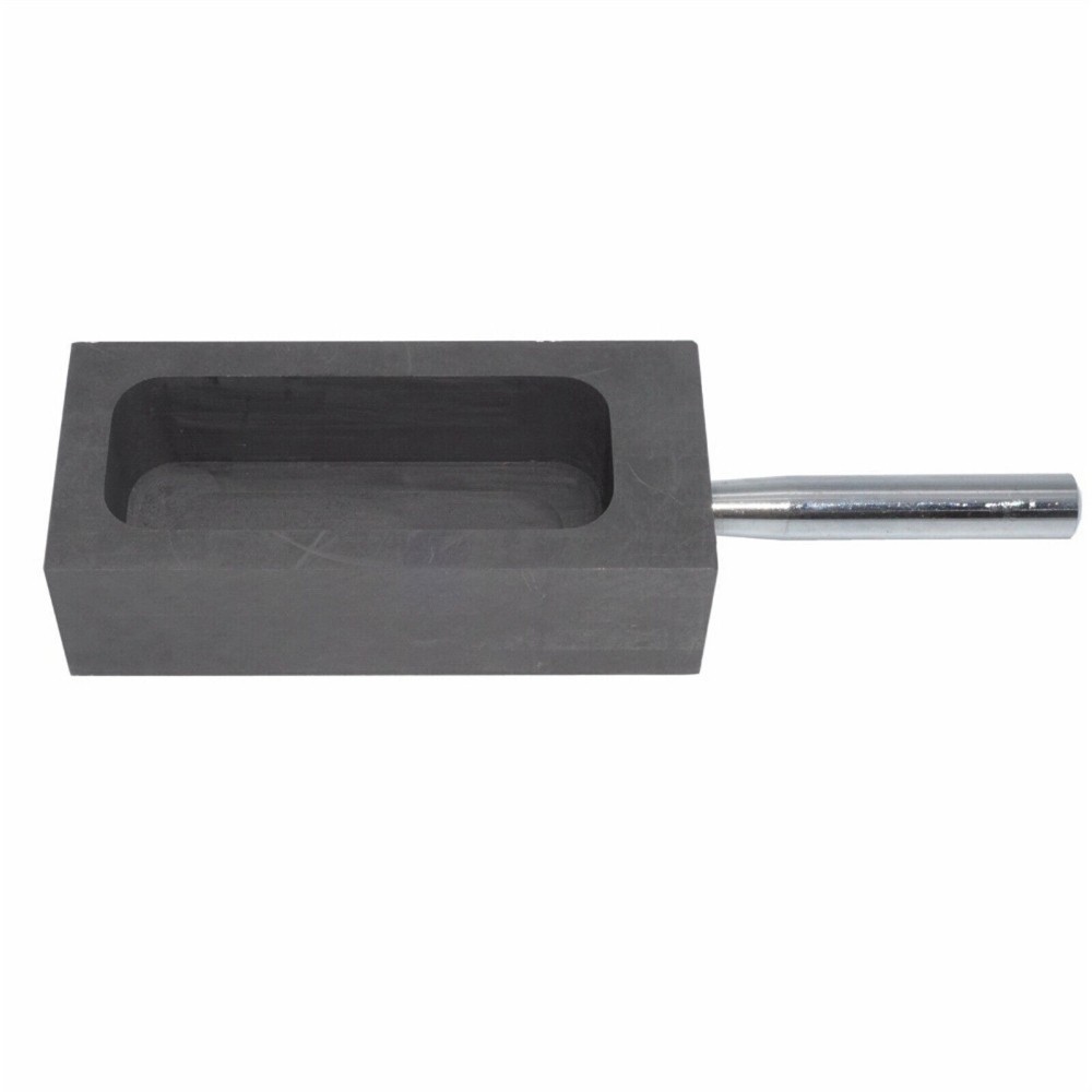 2x Graphite Ingot Mold Casting Crucible Melting Metal Gold Silver W/Handle 0.5kg