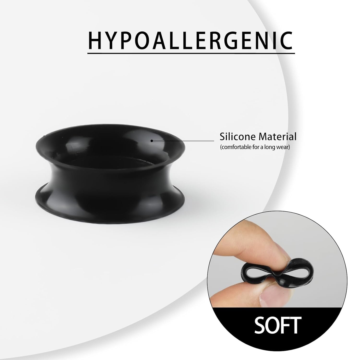 16Pcs Silicone Soft Ear Tunnels Plugs Gauges Stretching Body Jewelry 2g-3/4″