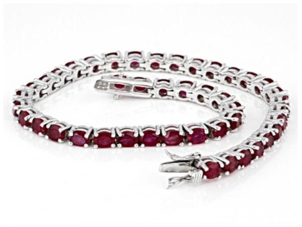 Red Mahaleo® Ruby Rhodium / Sterling Silver 7.5″ Tennis Bracelet 10.00ctw NEW