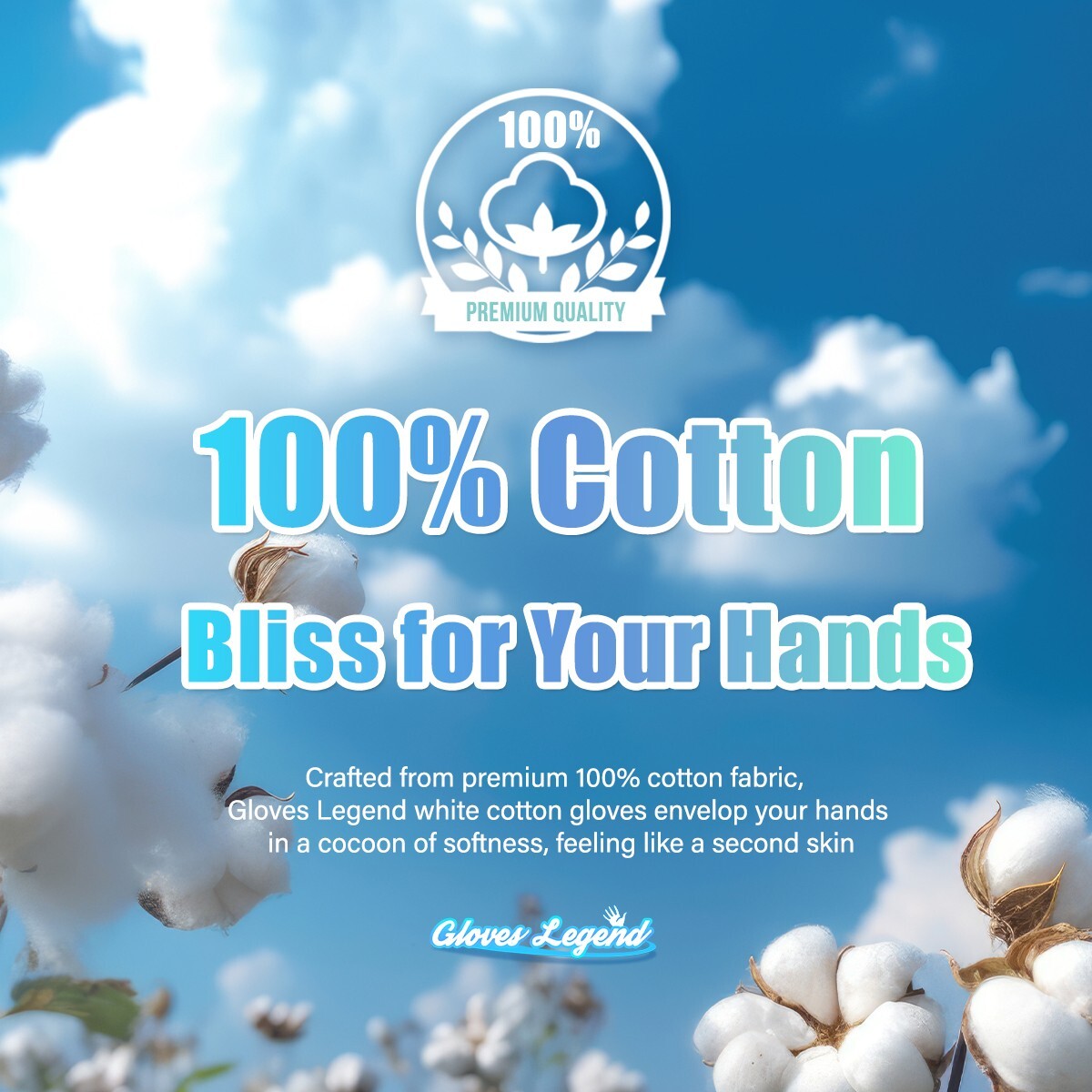 12 Pairs – Size Large – White Cotton Cloth Spa Moisturizing Gloves for Dry Hands