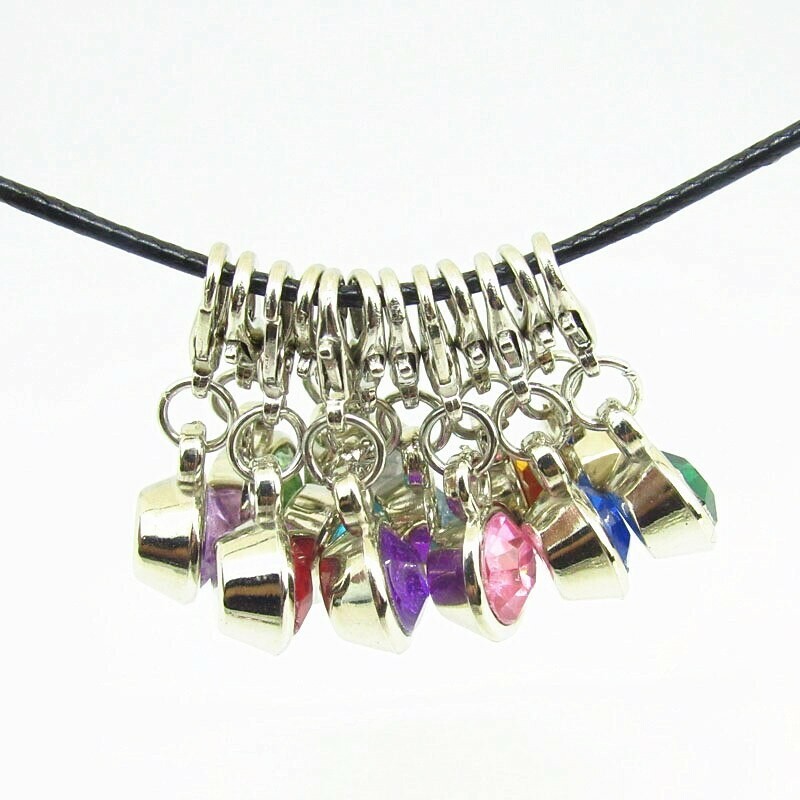 Charm Clip-on Birthstone Bracelet Necklace Zipper Keychain Stitch Markers