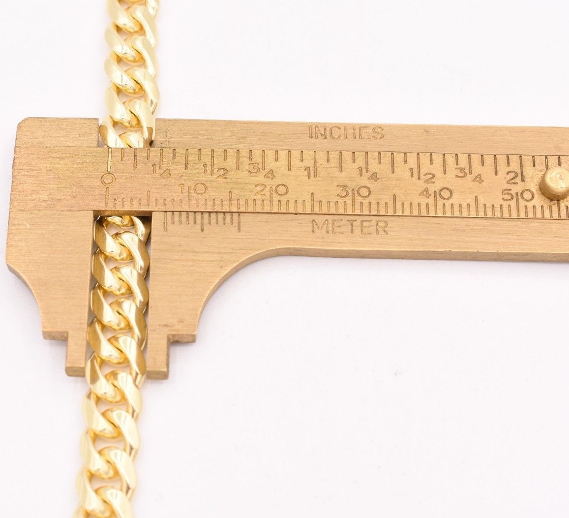 7mm Miami Cuban Box Lock Chain Necklace Solid 14K Yellow Gold-Plated Silver 925