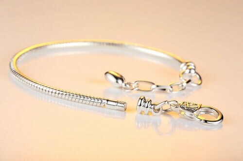 European Charm Bracelet Adjustable Snake Chain Rose Gold Heart Free Gift Bag