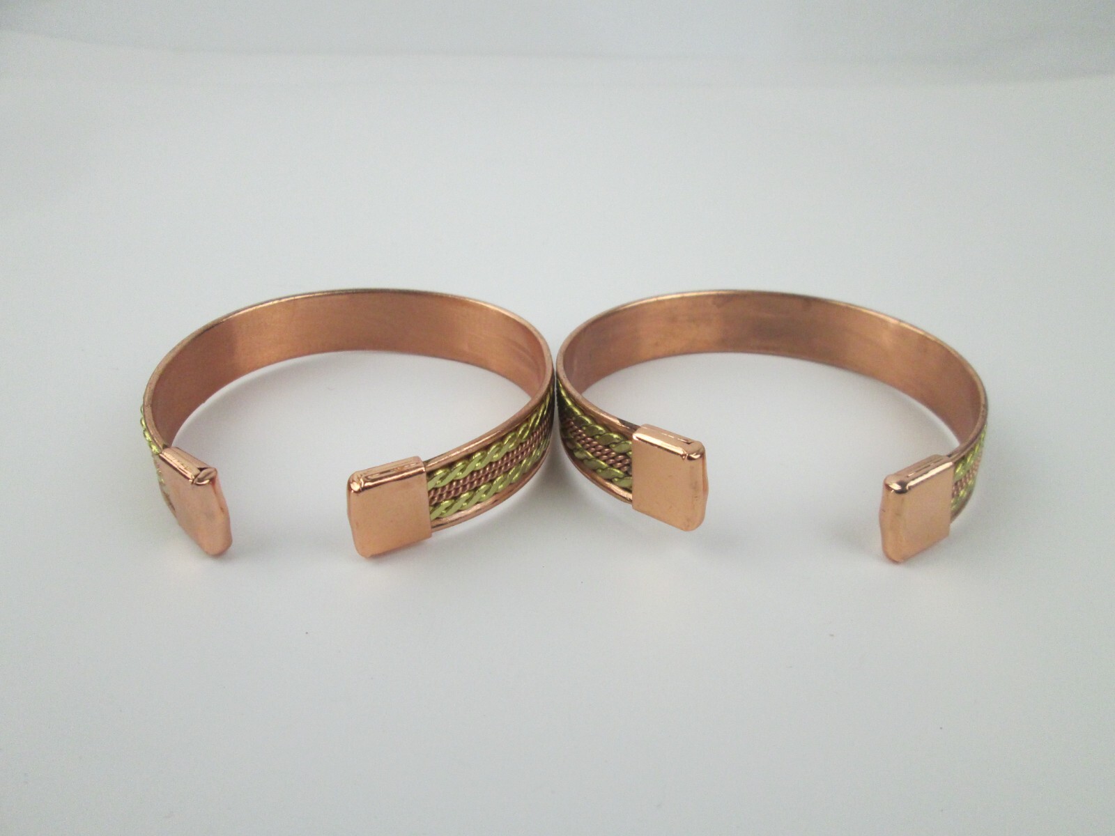 2 Solid Copper 2 Tone Cuffed Bracelet Pure Copper Arthritis Pain Therapy Cuff