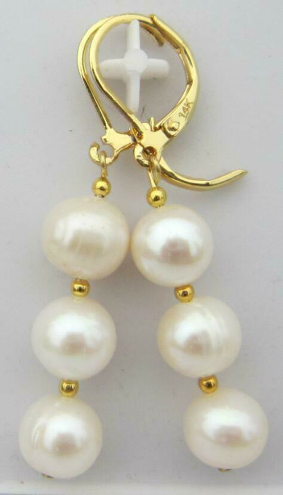 Perfect AAA 9-10mm Natural White Pearl Dangle Earrings