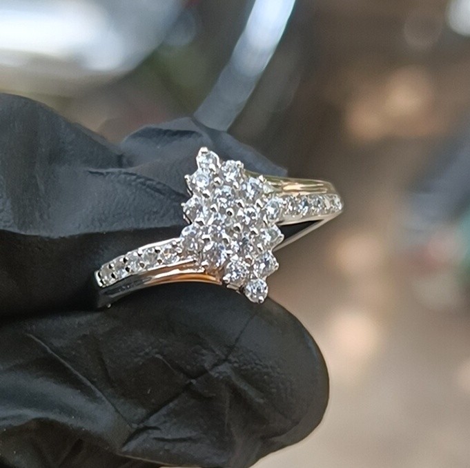 2.20Ct Round Lab Created Diamond Cluster Engagement Ring 14K White Gold Plated