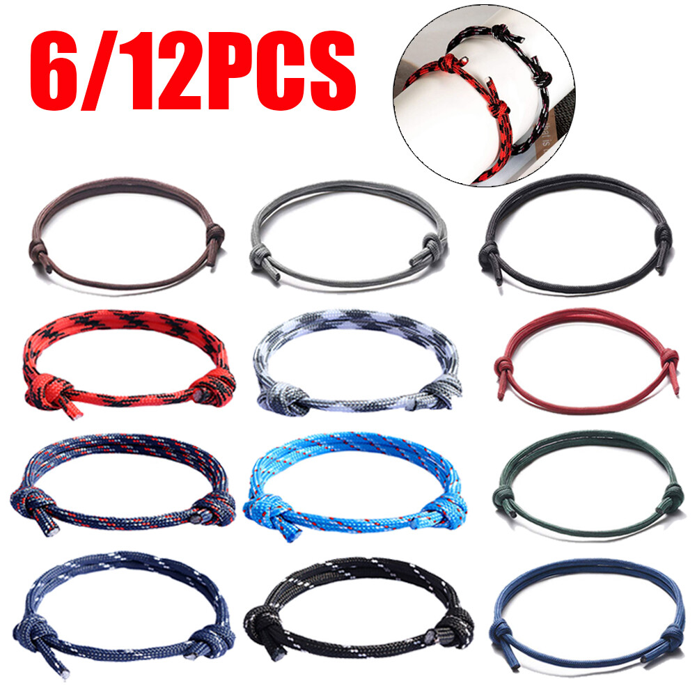6/12 PCS Braided Nautical Bracelet Adjustable String for Men Women Universal