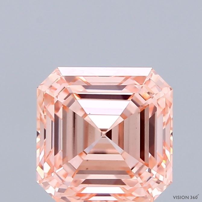 2.10 Cts Asscher Cut Fancy Intense Pink VS1 Clarity IGI Certified CVD Diamond