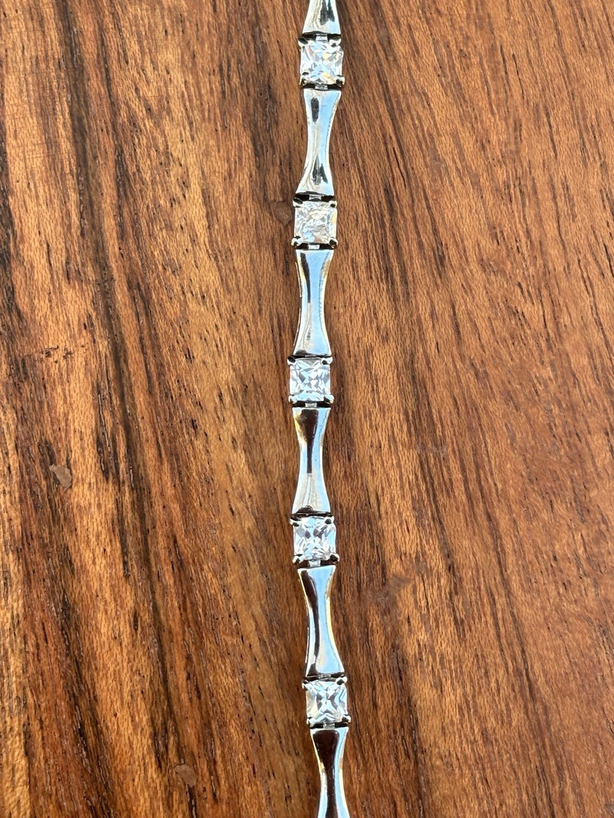 Vintage 925 Sterling Silver Princess Cut CZ Tennis Bracelet 7.5”