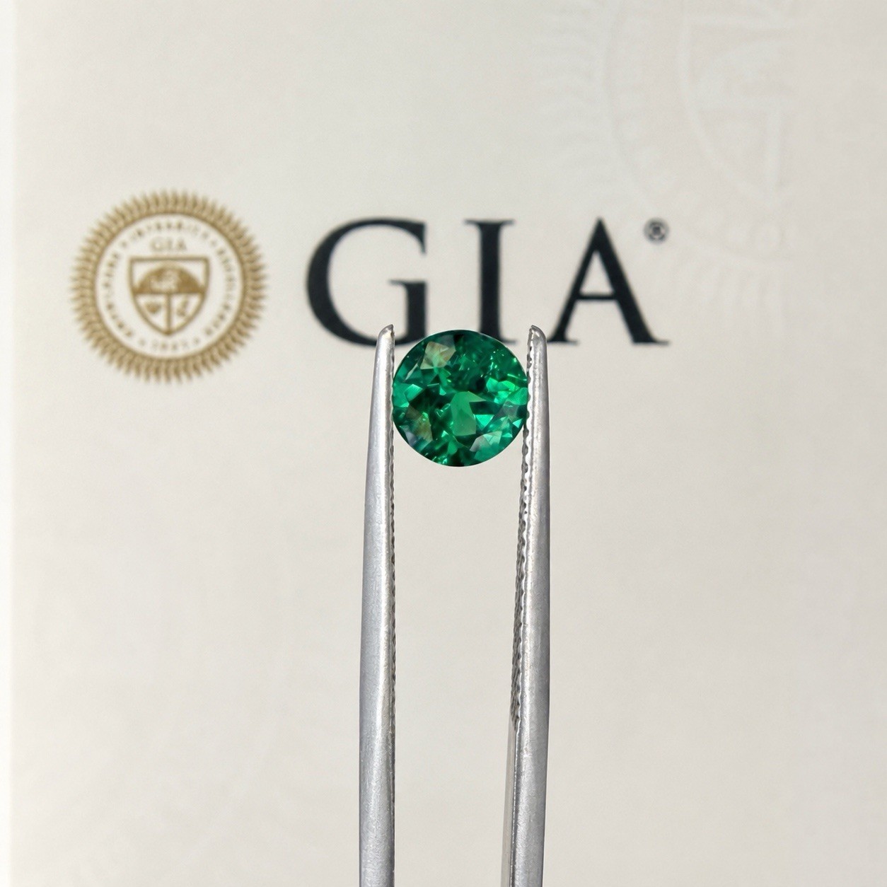 GIA 1.04 Ct Natural Colombian Round Emerald Vivid Green F2 Loose Gemstone