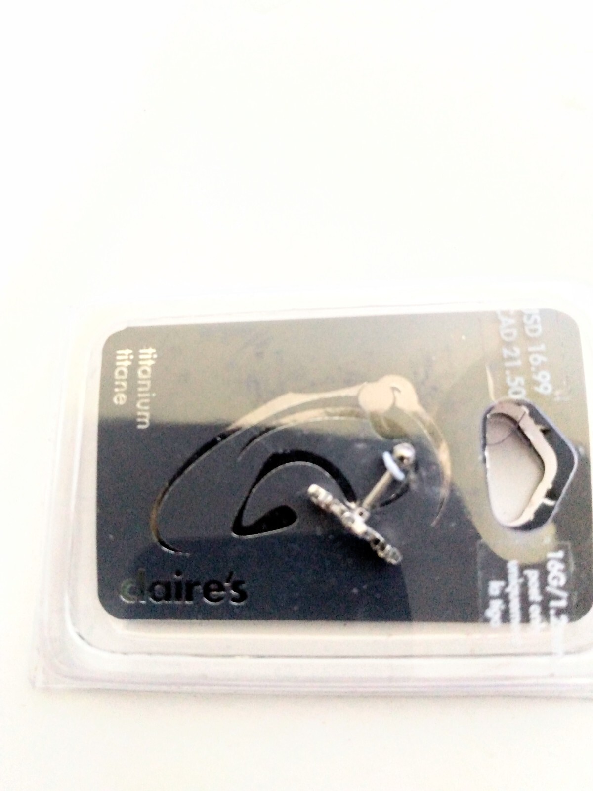 NEW Claire’s Titanium Ear Piercing Post Only 16G/1.2mm, 3 Stars With Rhinestones