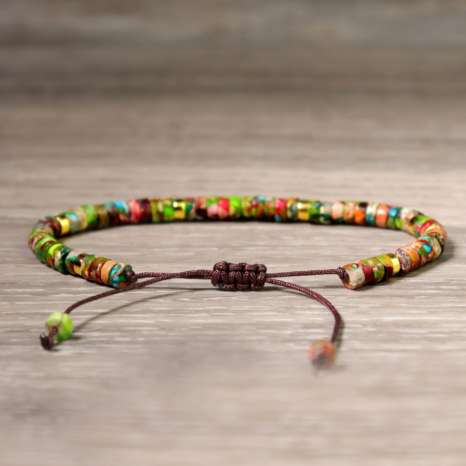 Natural Gemstone Small Beads Handmade Healing Balance Dainty Women Men Bracelet
