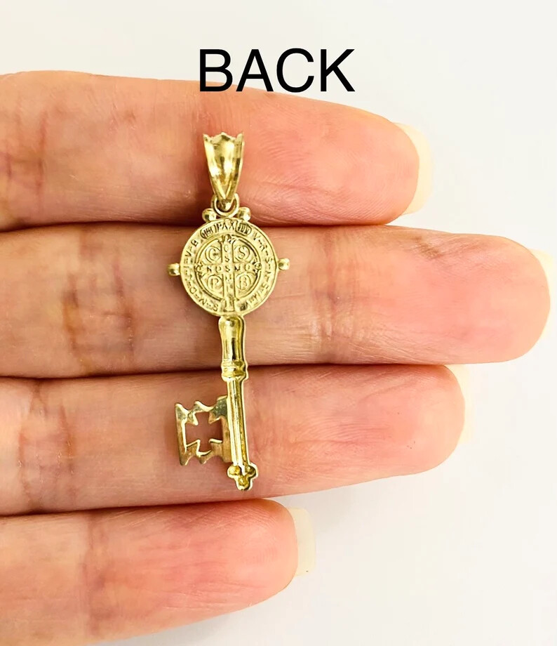 10K SOLID GOLD SAINT BENEDICT KEY 1.3″ PENDANT, GOLD SAINT BENEDICT KEY -GP92