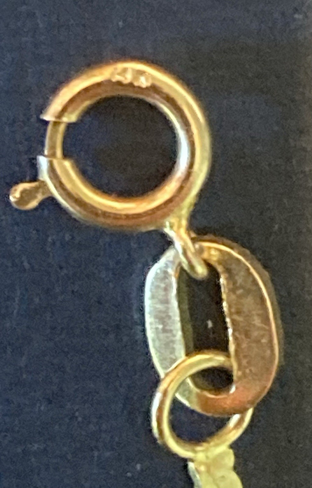 14K Yellow Gold Herringbone Chain Necklace w/ Spring Ring Clasp, Signed