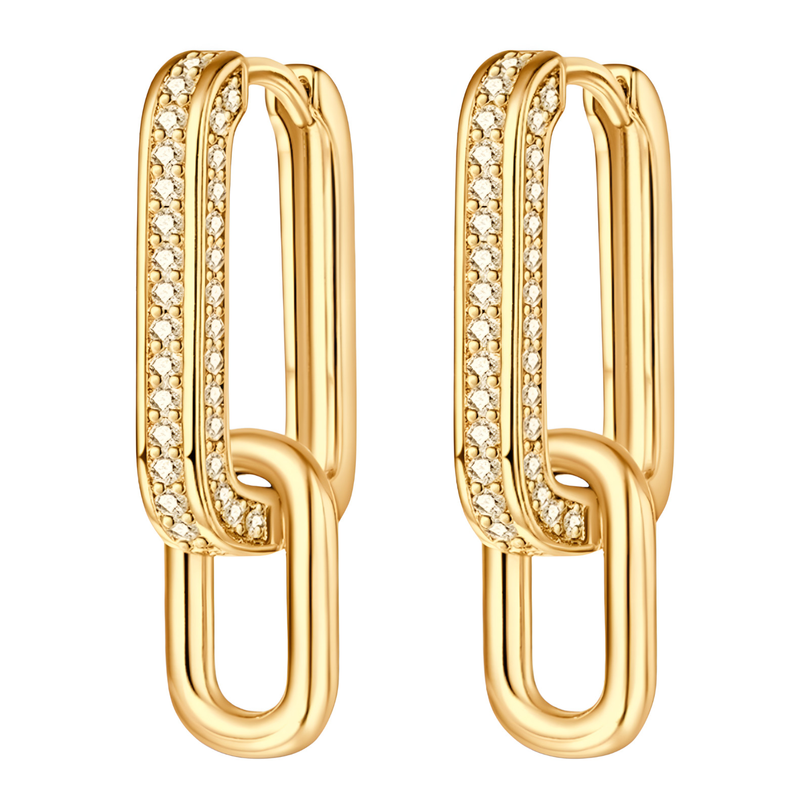 925 Silver Gold-Plated Link Hoop Earrings for Women – Geometric Chain Design 912