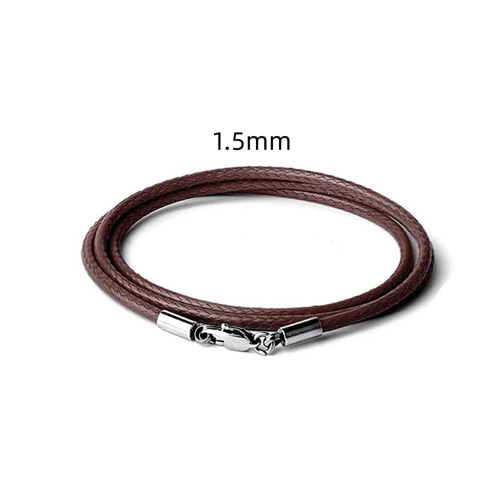 Waterproof Braided Leather Chain Cord Necklace with Stainless Steel Clasp