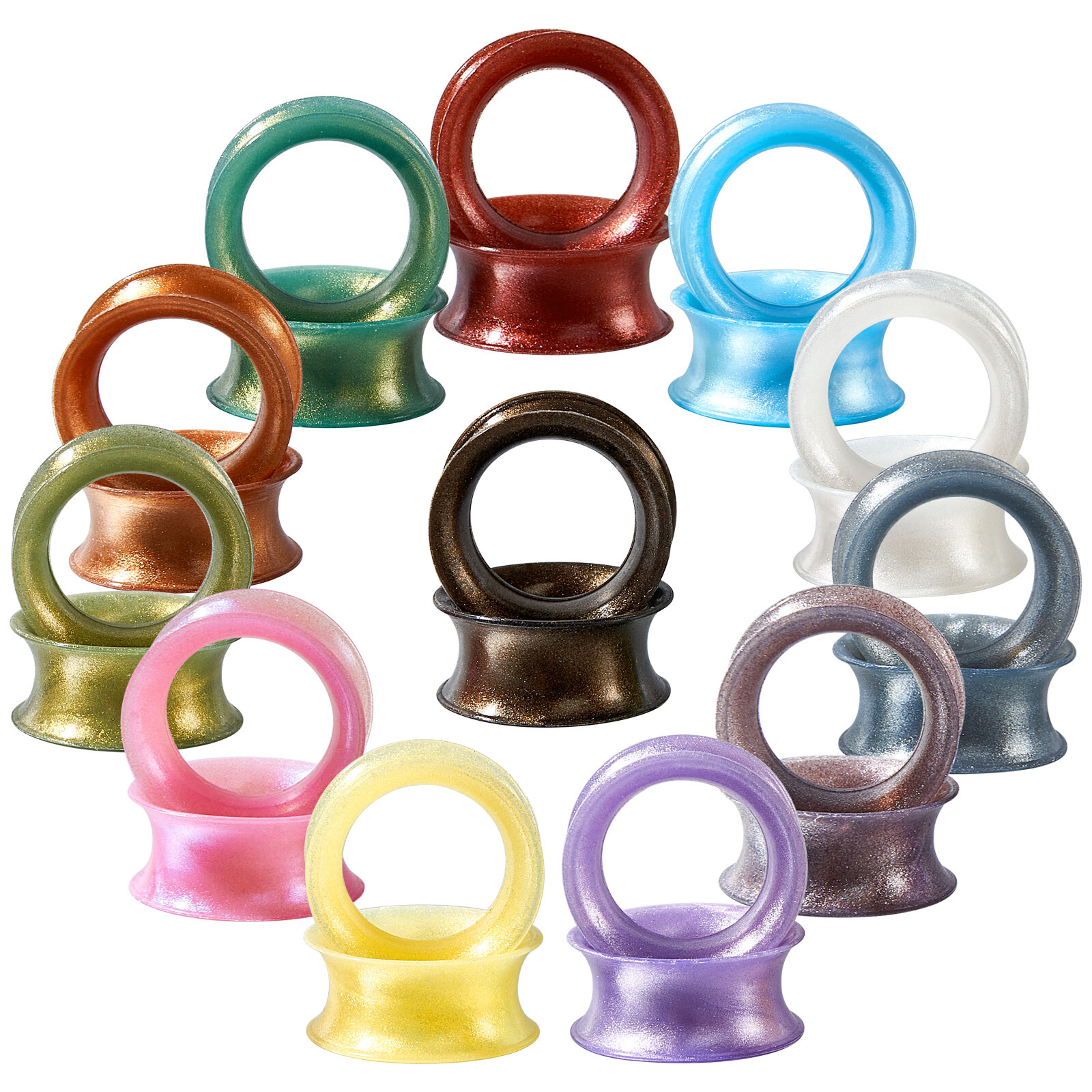 2pcs Silicone Tunnels Ear Gauges Soft Colorful Expander Plugs Double Flared