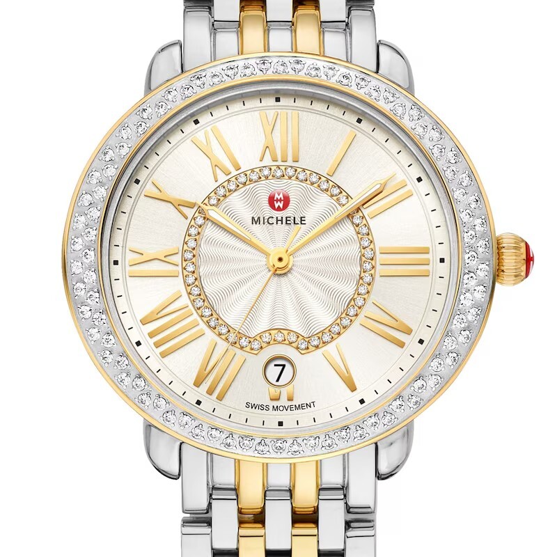 Michele Serein Mid Diamond Dial & Bezel Gold Two-Tone Ladies watch MWW21B000138